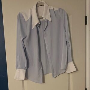 MOTF Sky Blue Blouse with White Collar